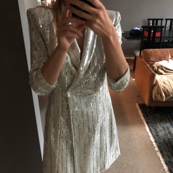 Silver Sequin Blazer Dress - Picture 7 of 8